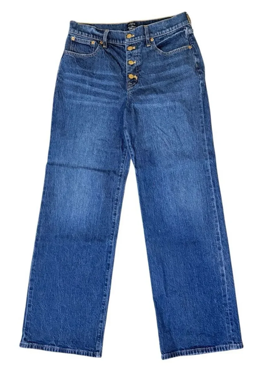 J.Crew Women’s Wide Leg Full Length Button Fly Jeans Sz. 28 Stretch